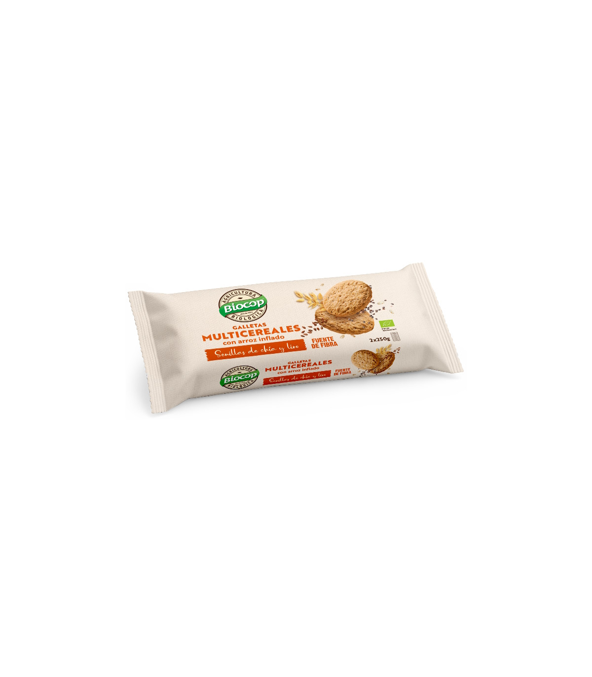 Galletas multicereales semillas chia y lino Biocop 2 x 250g