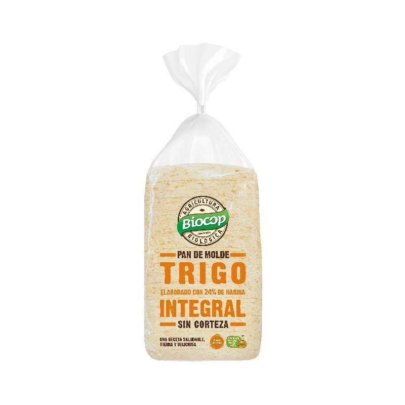 Pan de molde trigo integral sin corteza Biocop 300g